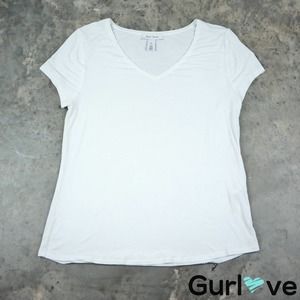 WHBM M White V-Neck Tunic Top